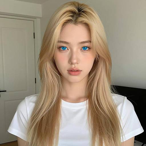 Realistic Portrait of a Blonde Girl