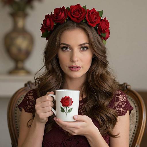 Elegant Woman with Rose Crown