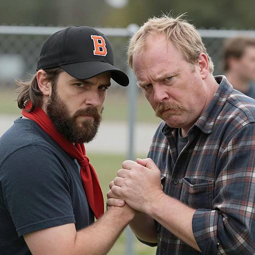 Intense Encounter Between Two Men Outdoors