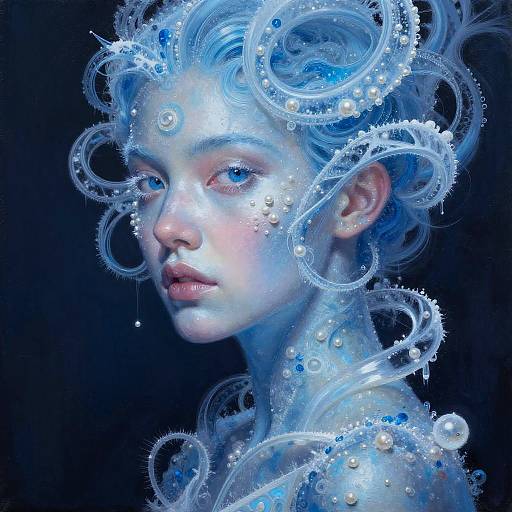 Surreal Frost Blue Woman Portrait