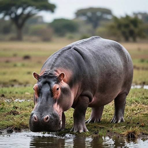 Serene Hippo in Grassy Waterhole