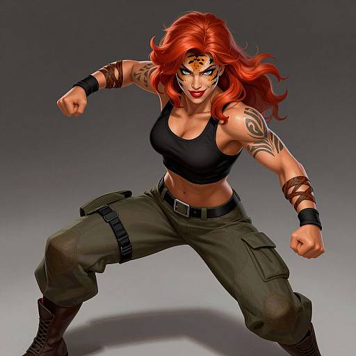 Muscular Bronze-Skinned Woman Fighter