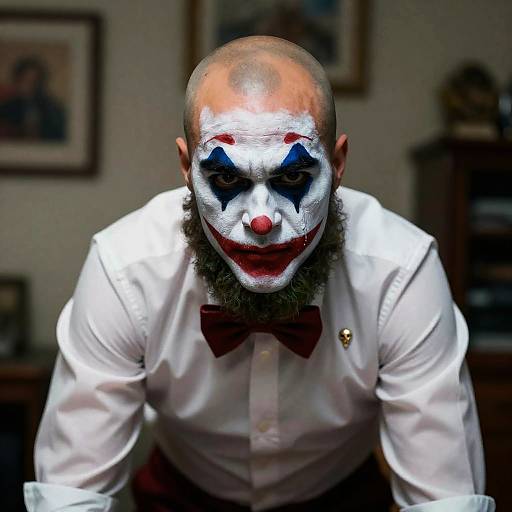 Intense Character in Dimly Lit Setting