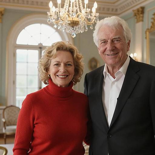 Smiling Older Couple in Elegant Room