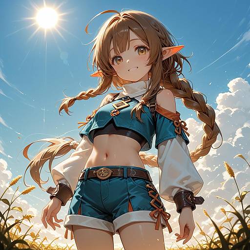 Smiling Girl Under Blue Sky