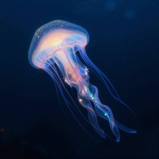 Bioluminescent Jellyfish in Deep Sea