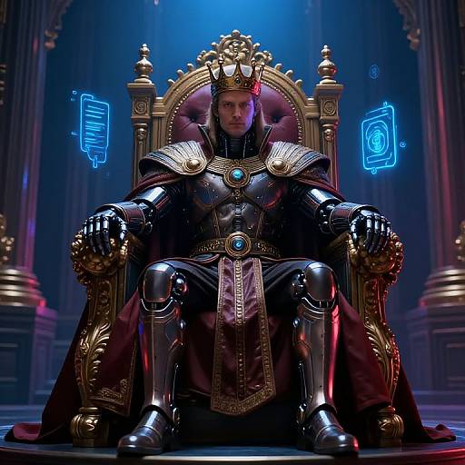 Futuristic Cybernetic King on Throne