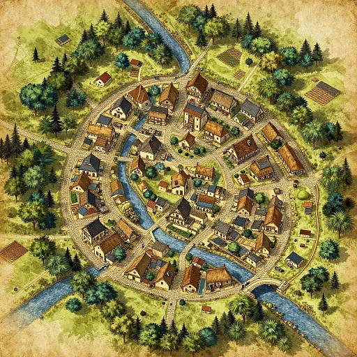 Intricate Fantasy DnD Village Map
