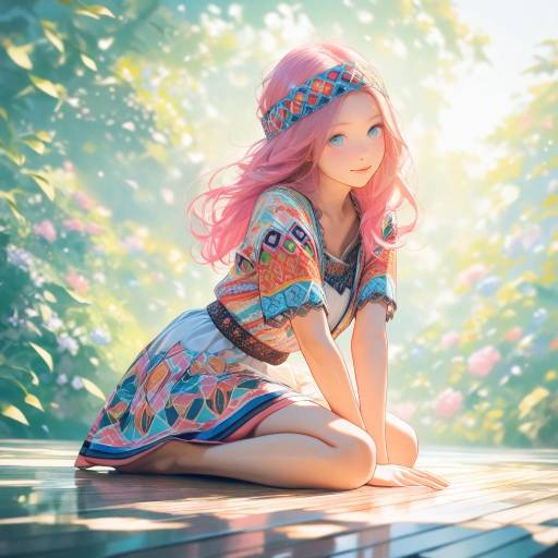 Serene Teenage Girl in Bohemian Style Serene Teenage Girl in Bohemian Style