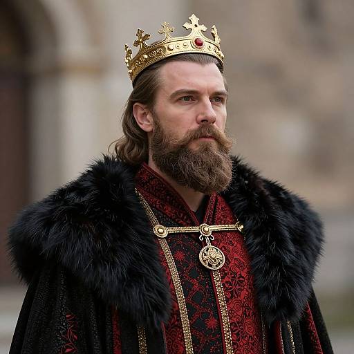 Regal Bearded King in Luxurious Attire