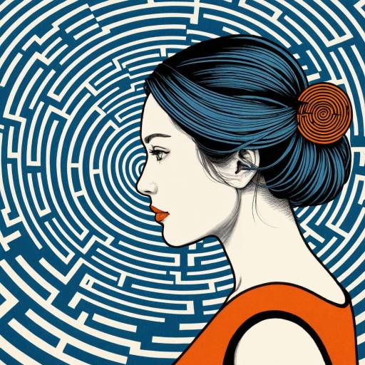 Elegant Woman Merging with a Labyrinth