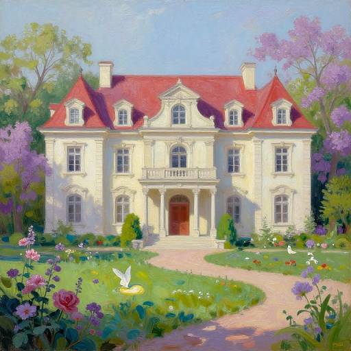 AI-Designed Spring Palace Oil Painting