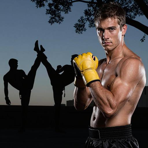 Dynamic Martial Arts Silhouette Scene