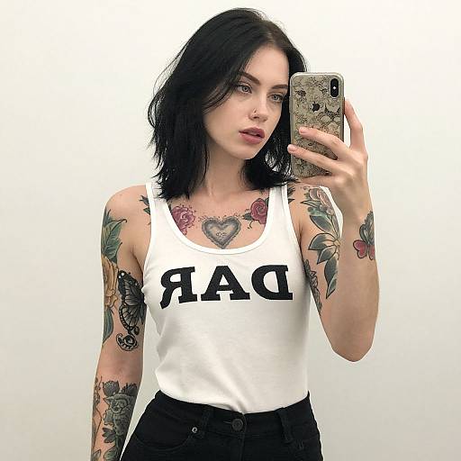 Tattooed Woman Mirror Selfie