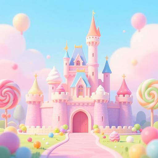 Pastel Candyland Fantasy Scene
