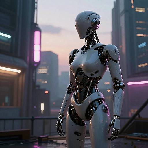 Cybernetic Podog in Neon Cityscape