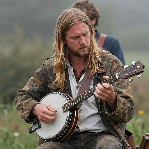 Musician in Nature with Banjo