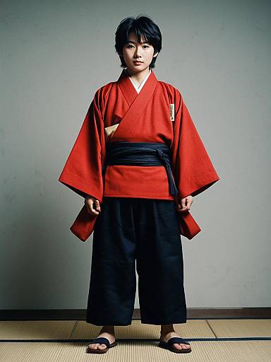 Realistic Japanese Male in Red Costume