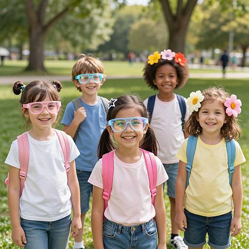 Diverse Children with Futuristic Accessories