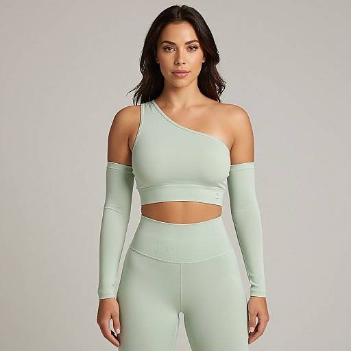 Athletic Woman in Pastel Green Activewear