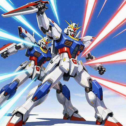 Futuristic Anime Mech Battle Scene