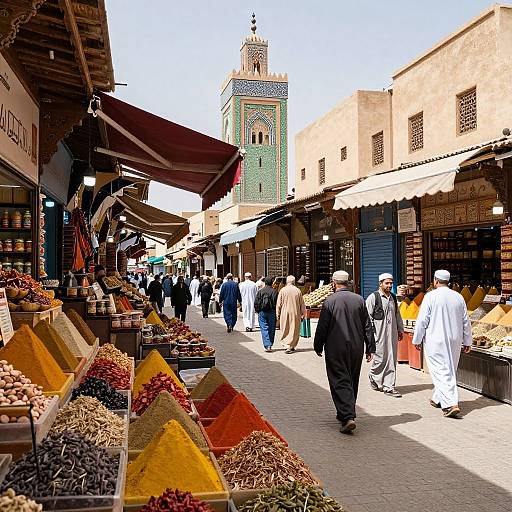 Vibrant Moroccan Spice Market Scene