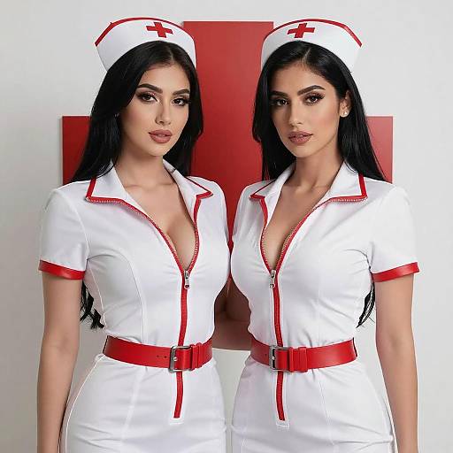 Two Nurses in White Outfits