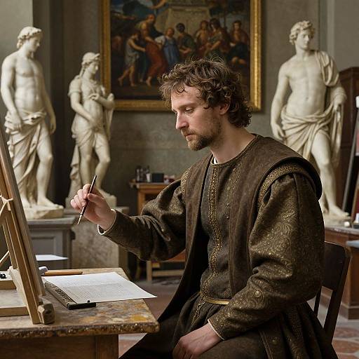 Renaissance Artist in Tuscan Studio