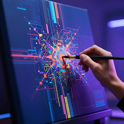 AI Creating Art in Cyberpunk Scene