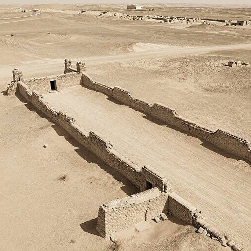 Sepia Sketch of Desert Ruins