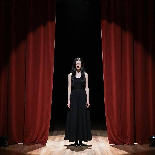 Dramatic Stage Presence in Black Dress