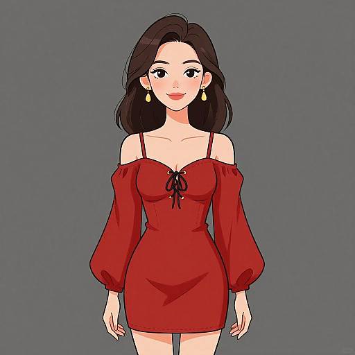 Bohemian Woman in Red Mini Dress