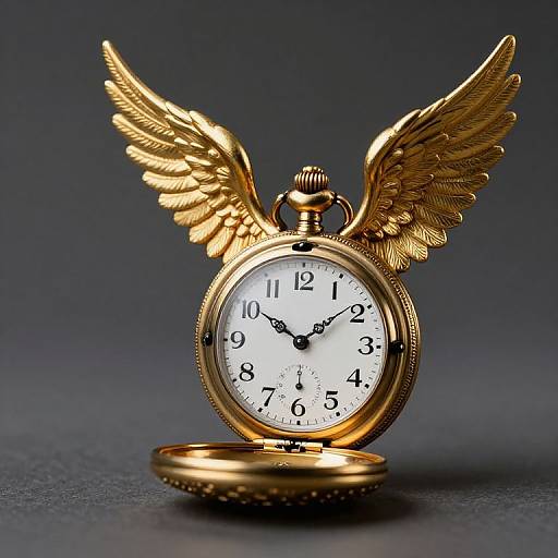 Vintage Pocket Watch with Golden Wings
