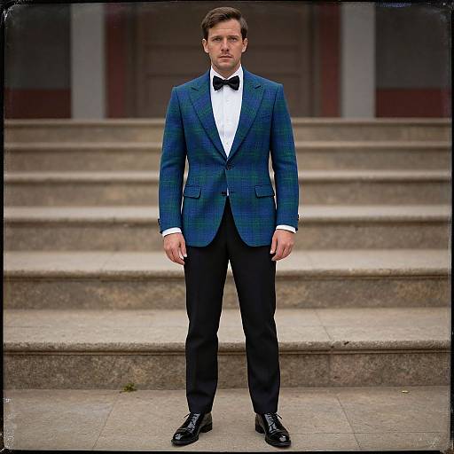 Confident Man in Tartan Dinner Jacket
