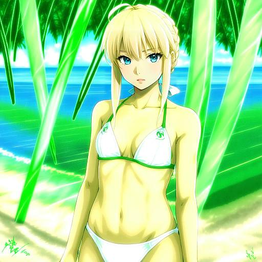 Illustration of Artoria pendragon (swimsuit archer) (fate), fate (series) in the style of Sune (mugendai)