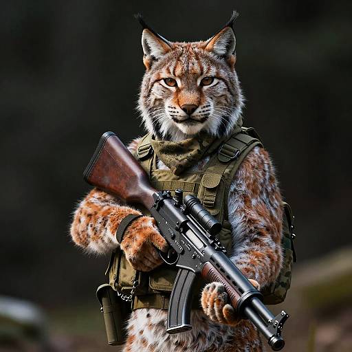 Hyper-Realistic Armed Canadian Lynx