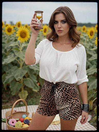 Chic Hourglass Woman in Sunflower Picnic