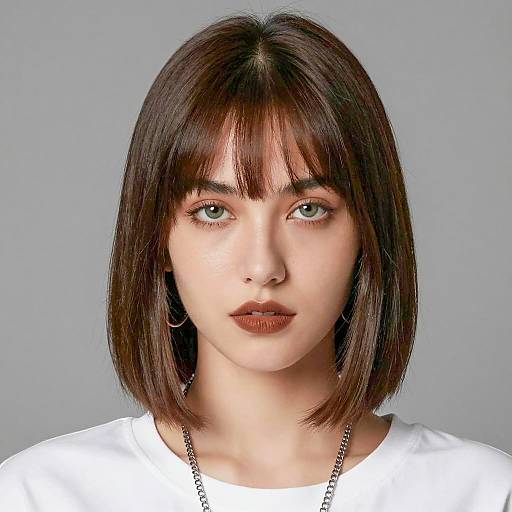 Young Woman with Bob and Blunt Bangs