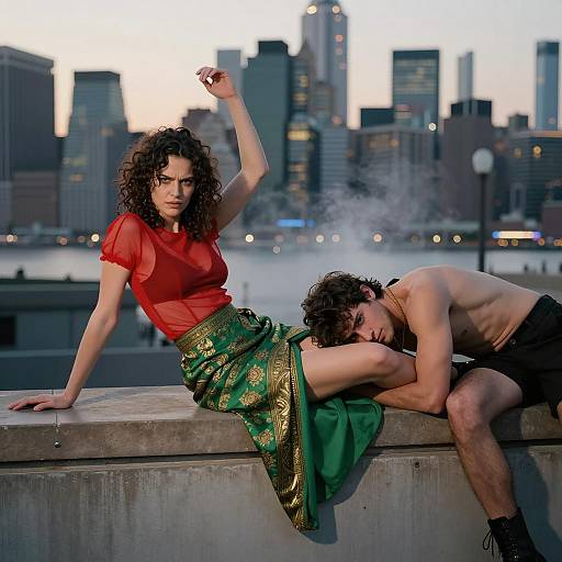 Evening Elegance: A Defiant Duo in City