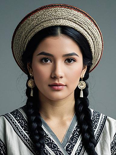 Realistic Portrait of Woman in Traditional Attire