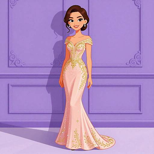 Elegant Woman in Blush Pink Gown