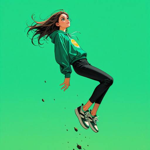 Fit Young Man Jumping Against Green Background Fit Young Man Jumping Against Green Background