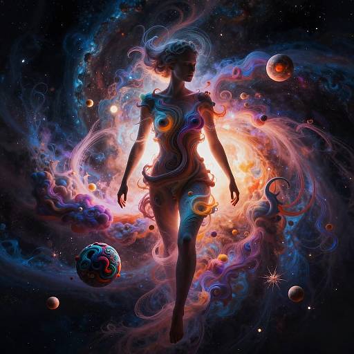 Surreal Cosmic Human-Abstract Fusion