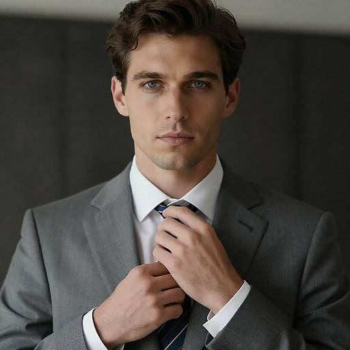 Handsome Man in Gray Suit Portrait