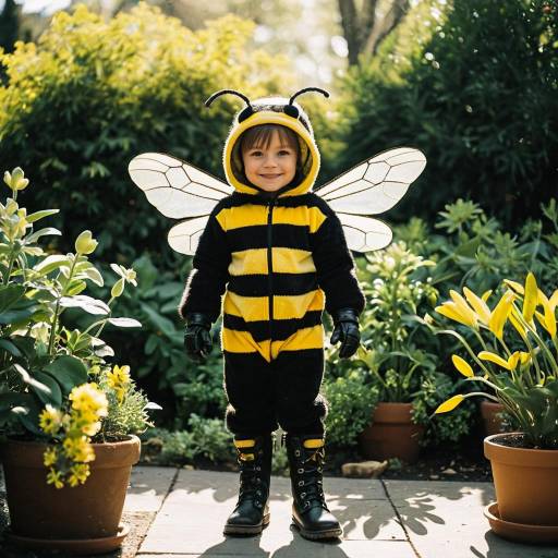 Child in Detailed Bee Costume Outdoors