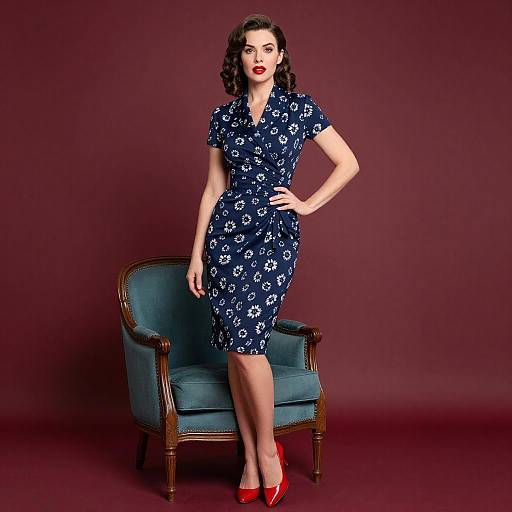 Vintage 1940s Fashion: Confident Woman Pose