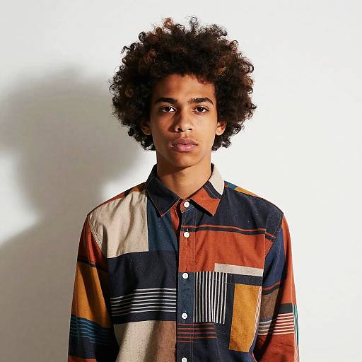 Contemporary Afro Portrait with Bold Patterns