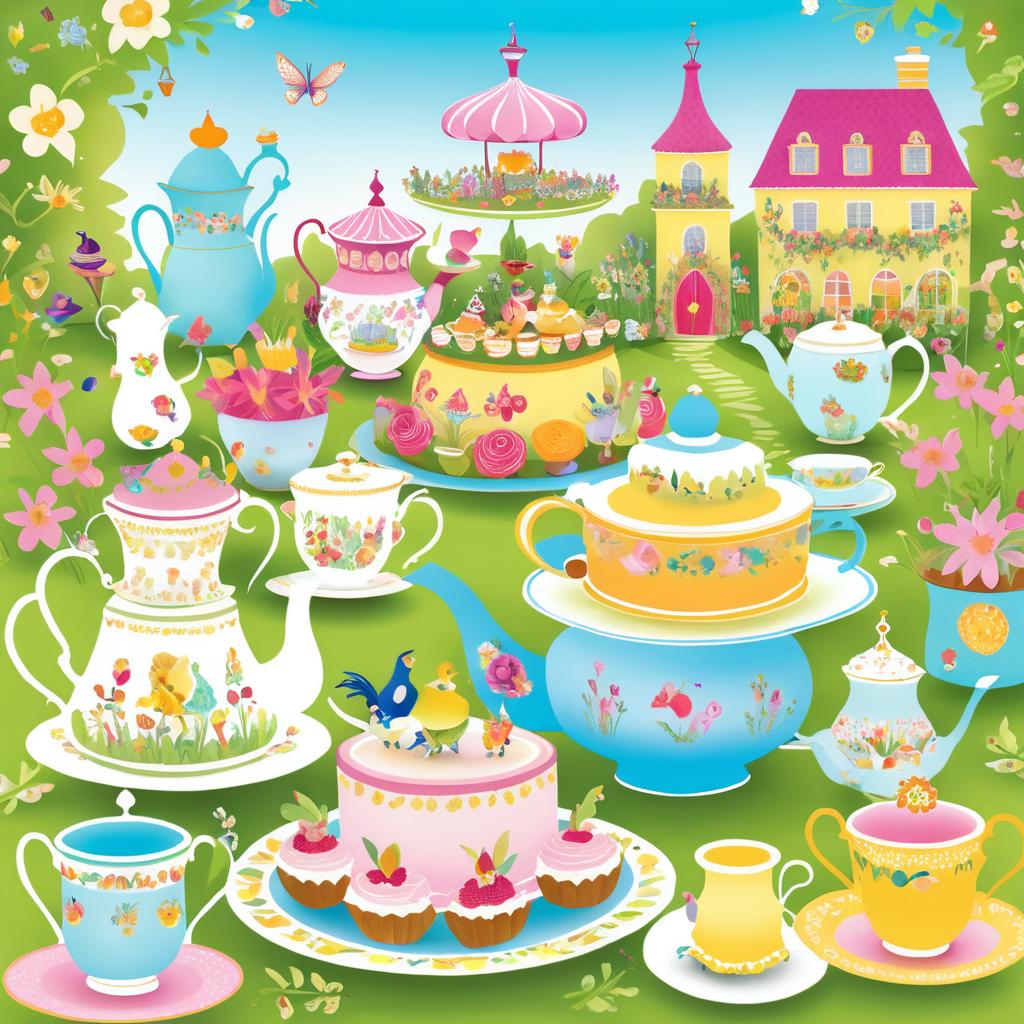 Charming Whimsical Tea Party Illustration