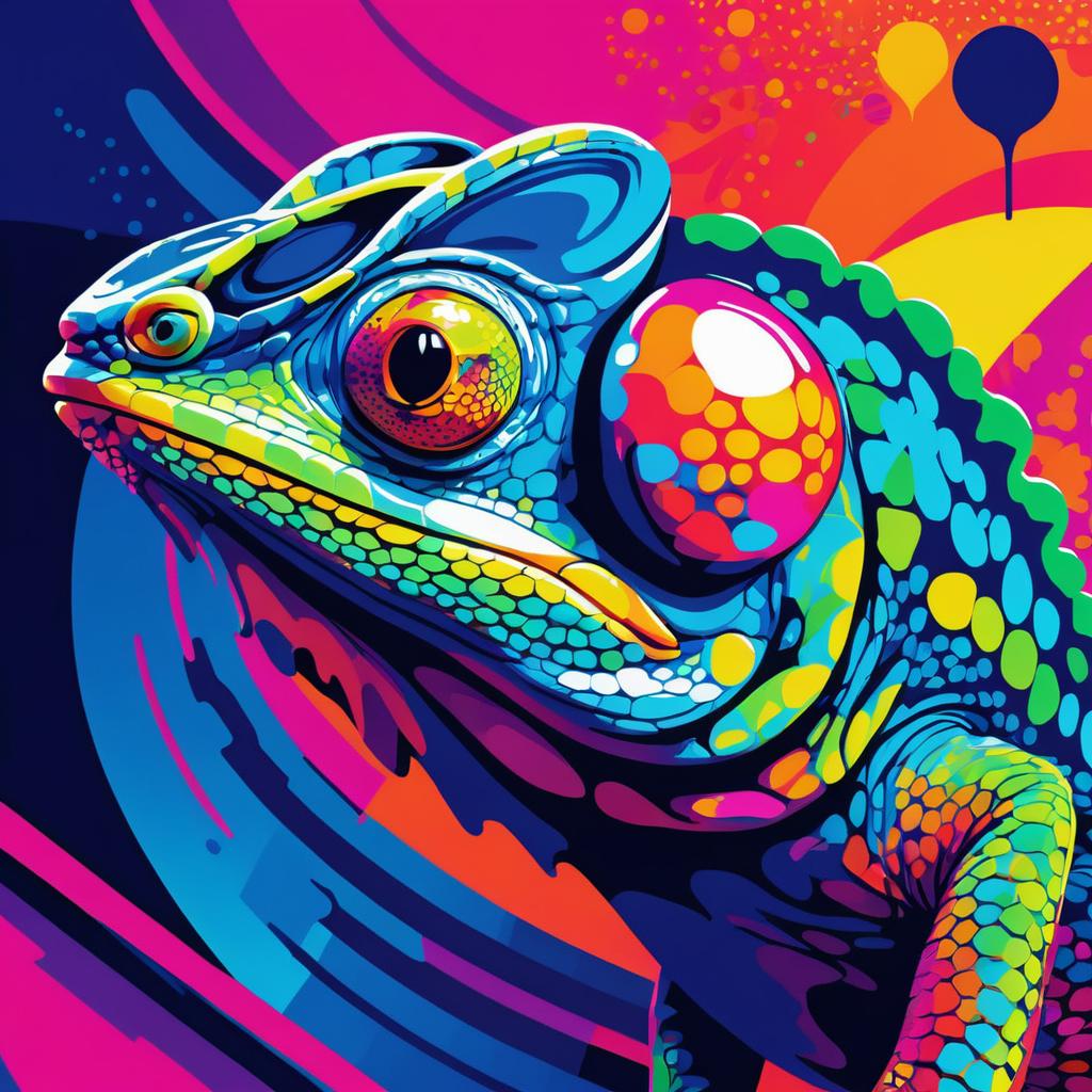 Vibrant Chameleon in Pop Art Style