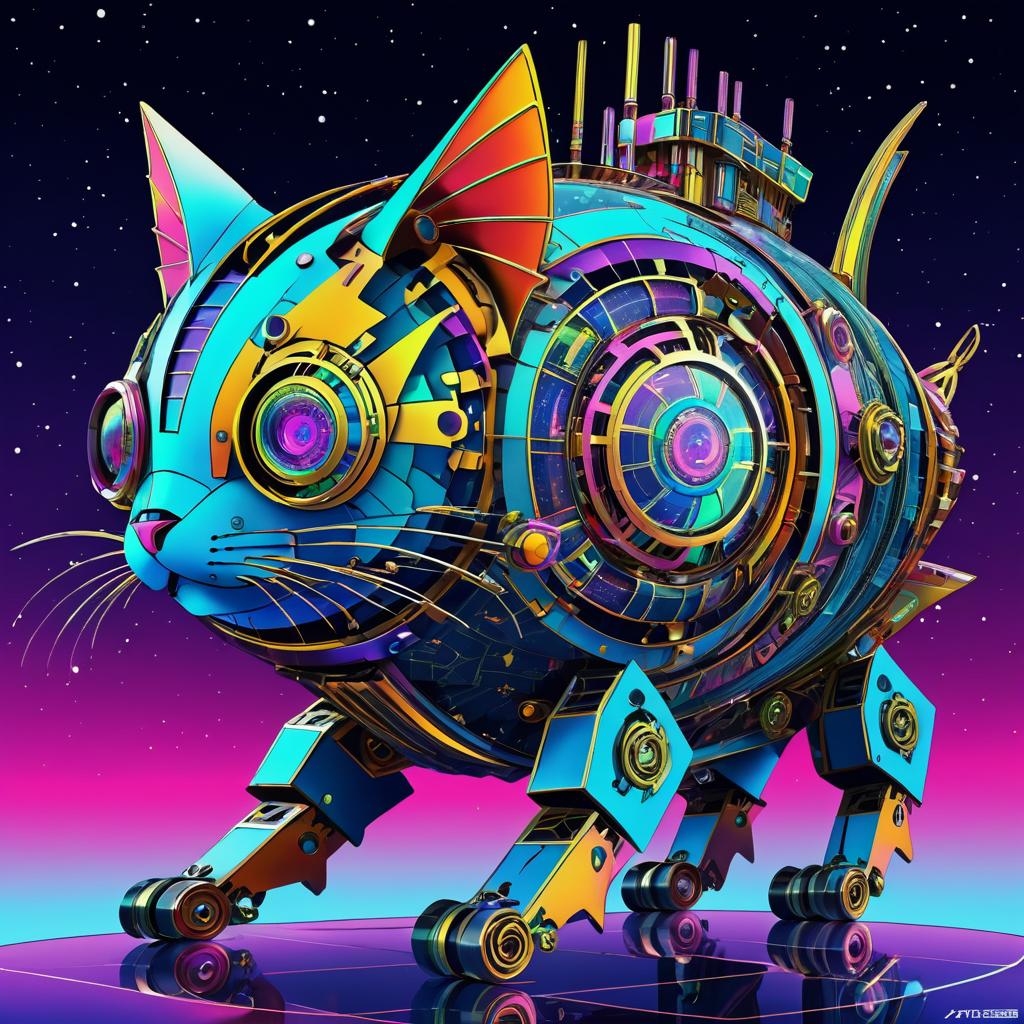 Futuristic Fish-Shaped Droid Cat Design